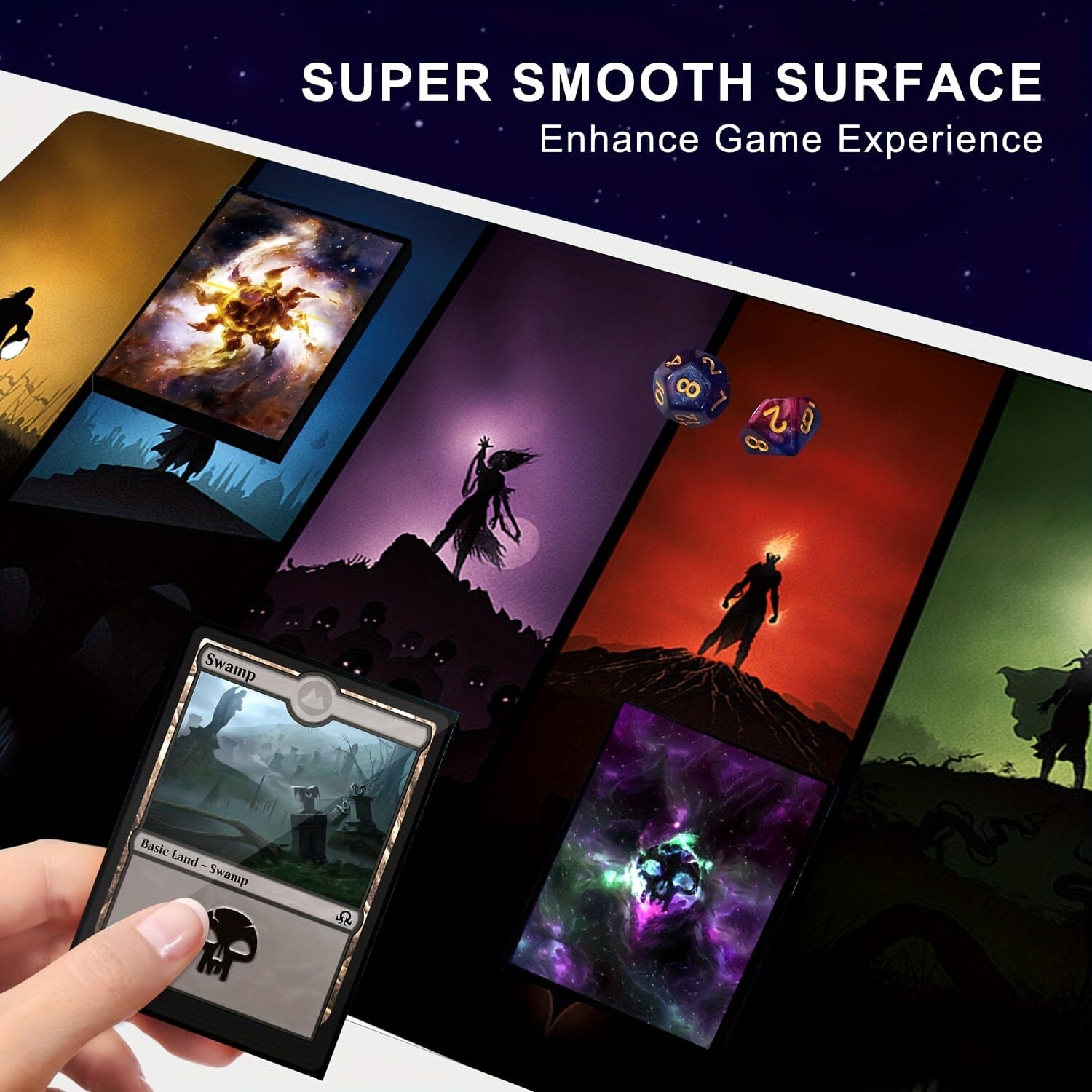 TCG Playmat, Non-Slip Rubber Gaming Table Mat with Smooth Texture & Magic Artwork, Compatible for Magic Cards, Durable Surface for MTG Decks Tournaments Casual Play, Magic Originals