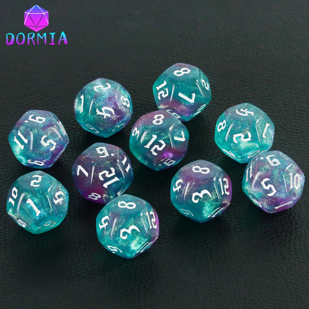 D12 Polyhedral Mixed Colours Dice 12 Sided Glitter Dice for DND Roleplay Game Math Teaching Playing Tabletop Games-21