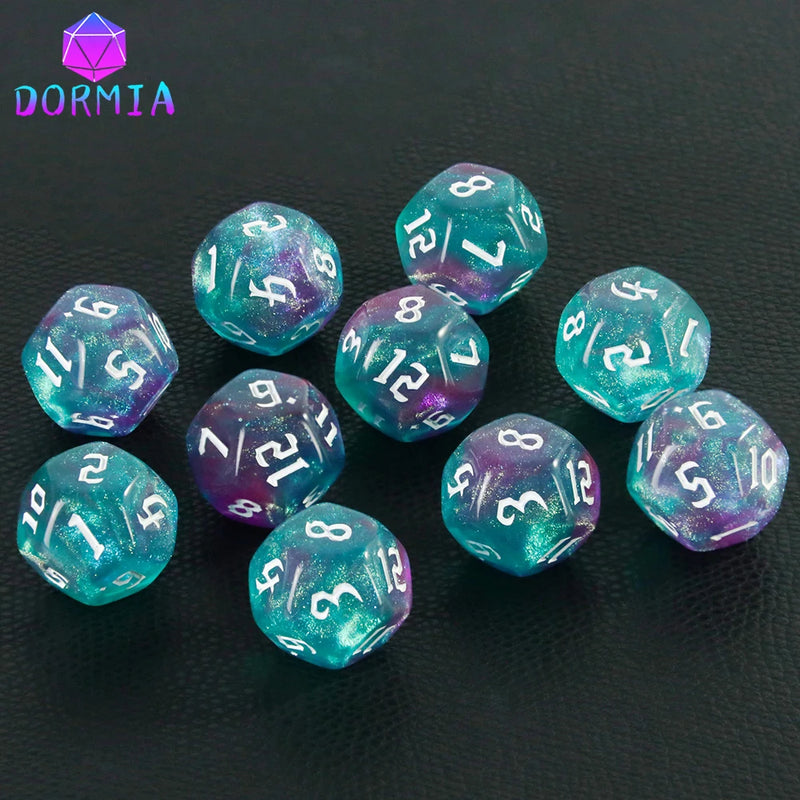 D12 Polyhedral Mixed Colours Dice 12 Sided Glitter Dice for DND Roleplay Game Math Teaching Playing Tabletop Games-21