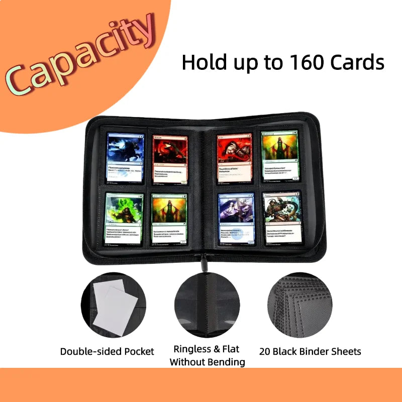 TCG/MTG Binder - 4 Pockets, ZIP UP 160 Side-Loading Pockets, Sports Cards, TCG-3