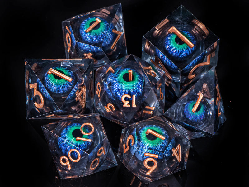 Dragon's eye resin dice,7PCS  Liquid Core Dice Set, Sharp Egde polyhedral d and d dice-9