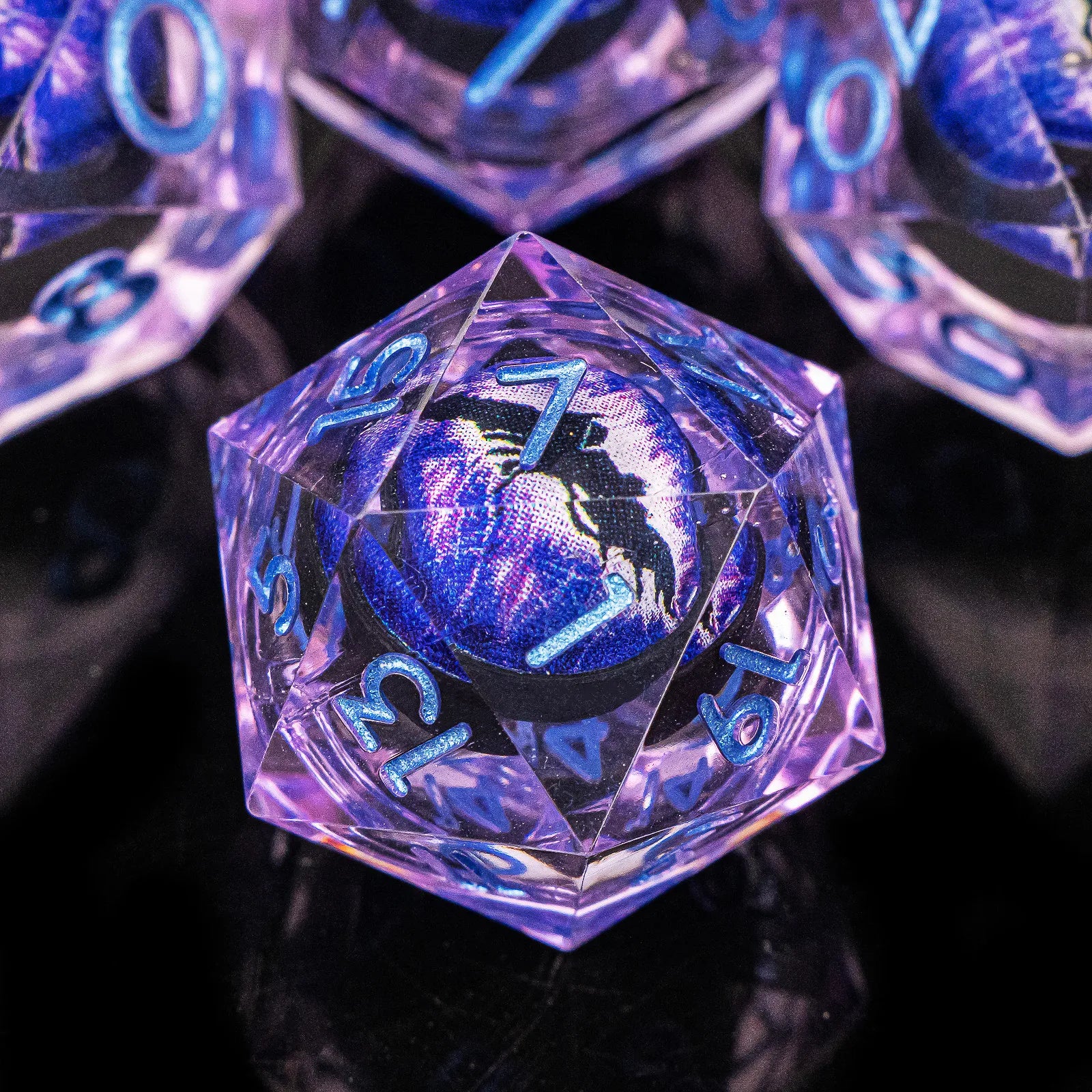 Dragon's eye resin dice,7PCS  Liquid Core Dice Set, Sharp Egde polyhedral d and d dice-4