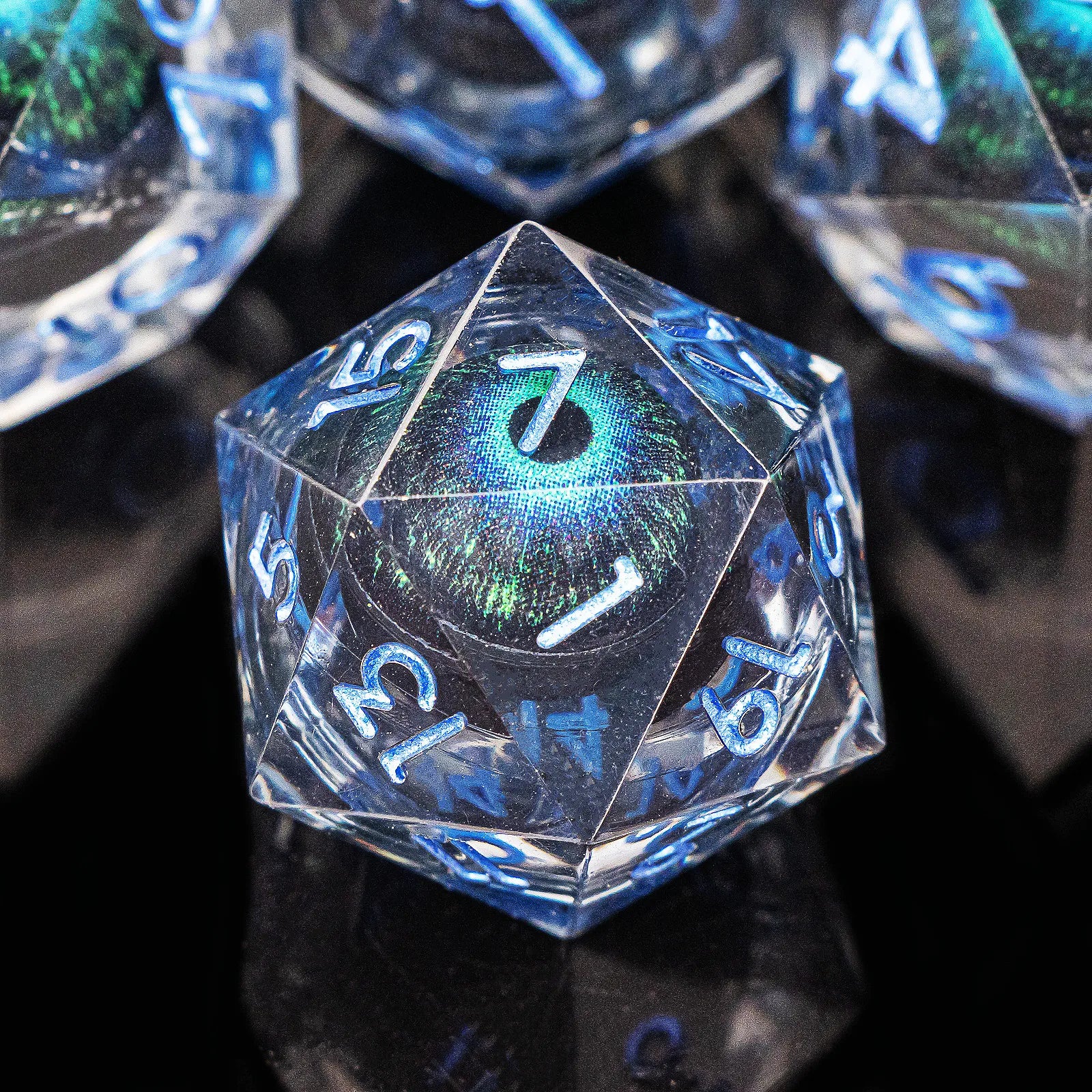 Dragon's eye resin dice,7PCS  Liquid Core Dice Set, Sharp Egde polyhedral d and d dice-6