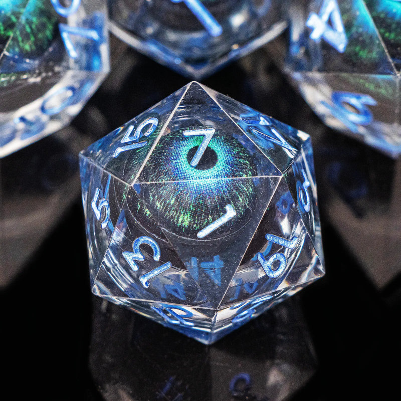 Dragon's eye resin dice,7PCS  Liquid Core Dice Set, Sharp Egde polyhedral d and d dice-6