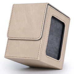 Card Deck Box with Display Window, Holds 120+ Single Sleeved Cards, PU Leather Denim Card Box for TCG-11