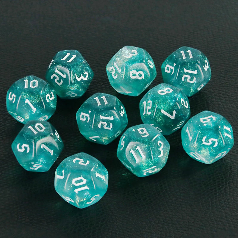 D12 Polyhedral Mixed Colours Dice 12 Sided Glitter Dice for DND Roleplay Game Math Teaching Playing Tabletop Games-4