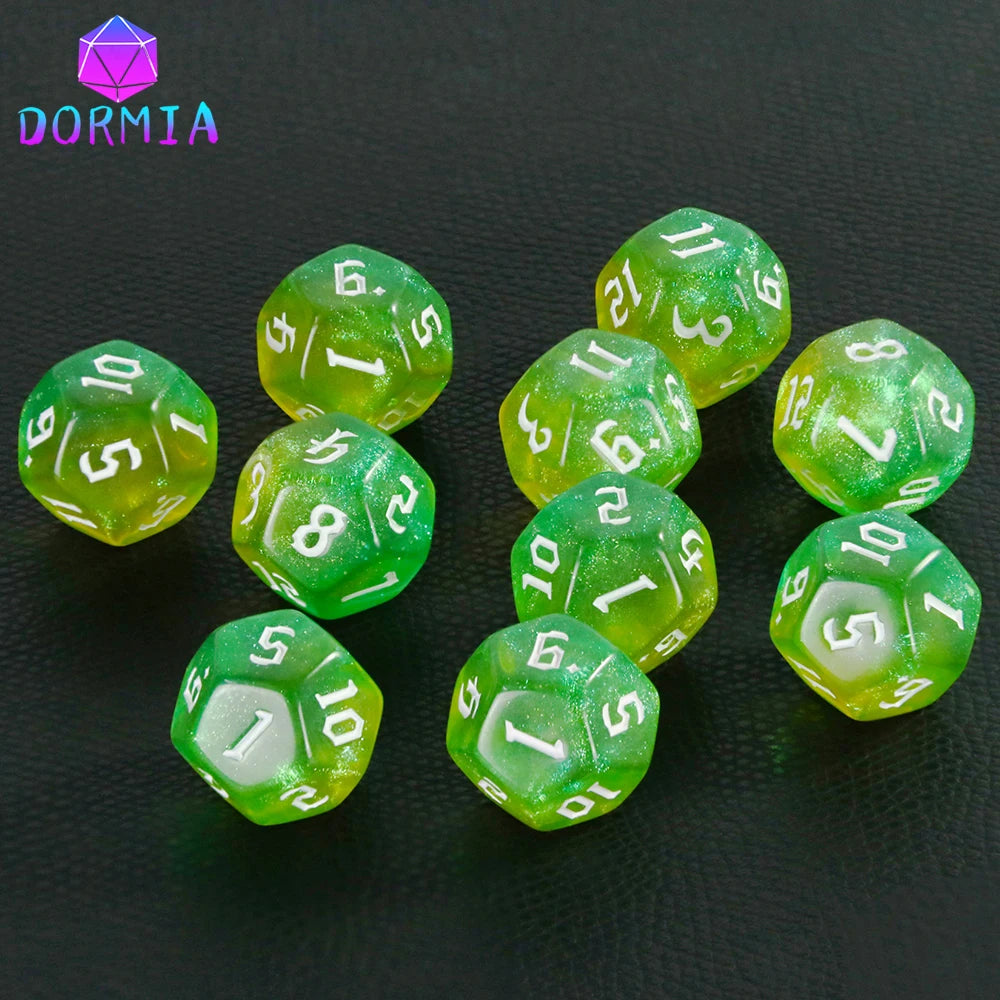 D12 Polyhedral Mixed Colours Dice 12 Sided Glitter Dice for DND Roleplay Game Math Teaching Playing Tabletop Games-18