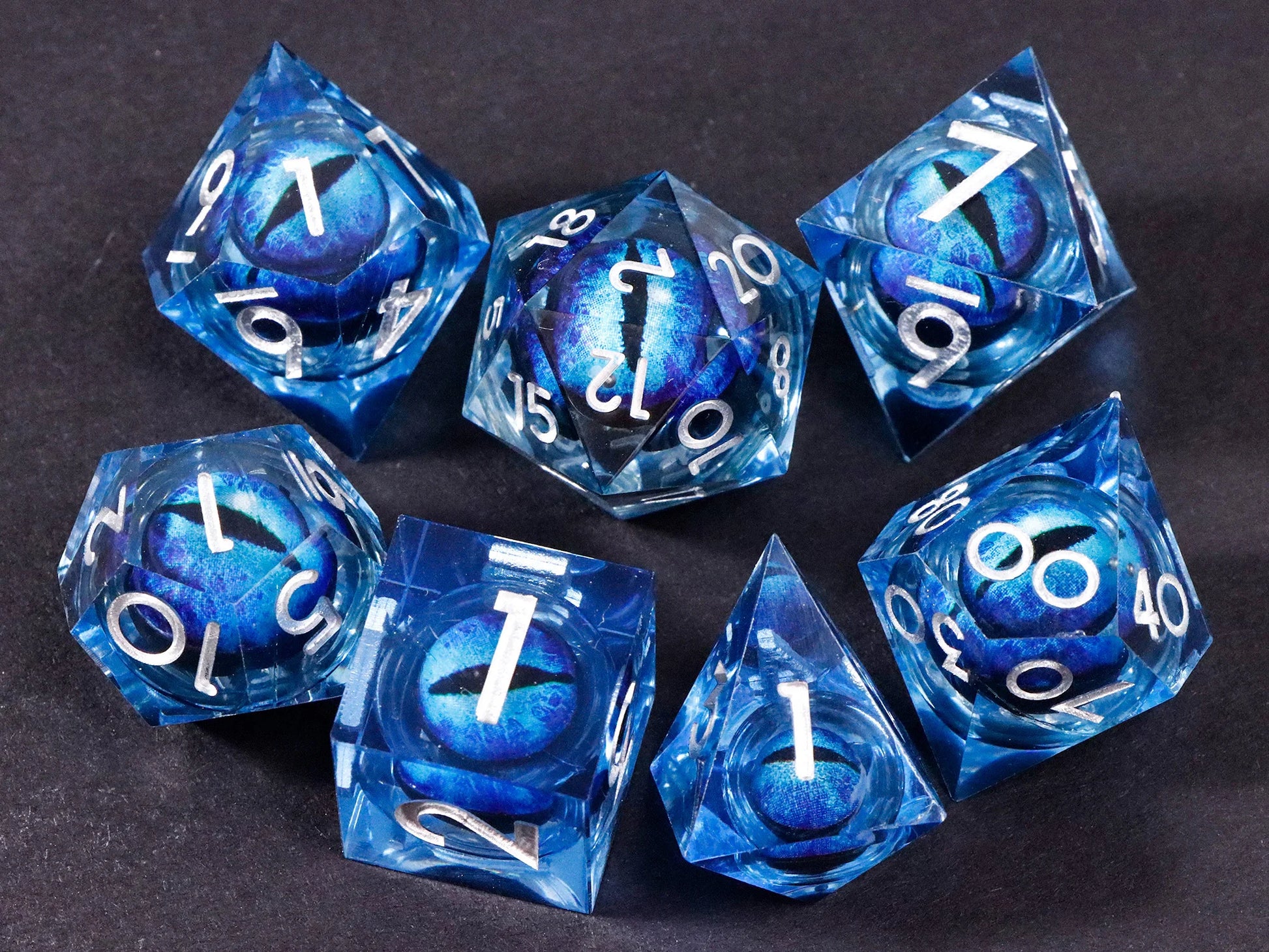Dragon's eye resin dice,7PCS  Liquid Core Dice Set, Sharp Egde polyhedral d and d dice-13