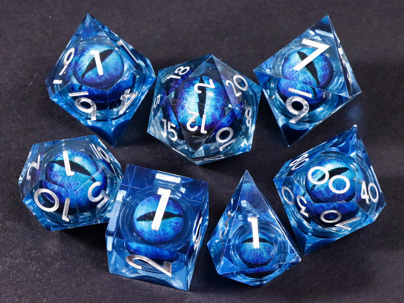Dragon's eye resin dice,7PCS  Liquid Core Dice Set, Sharp Egde polyhedral d and d dice-13