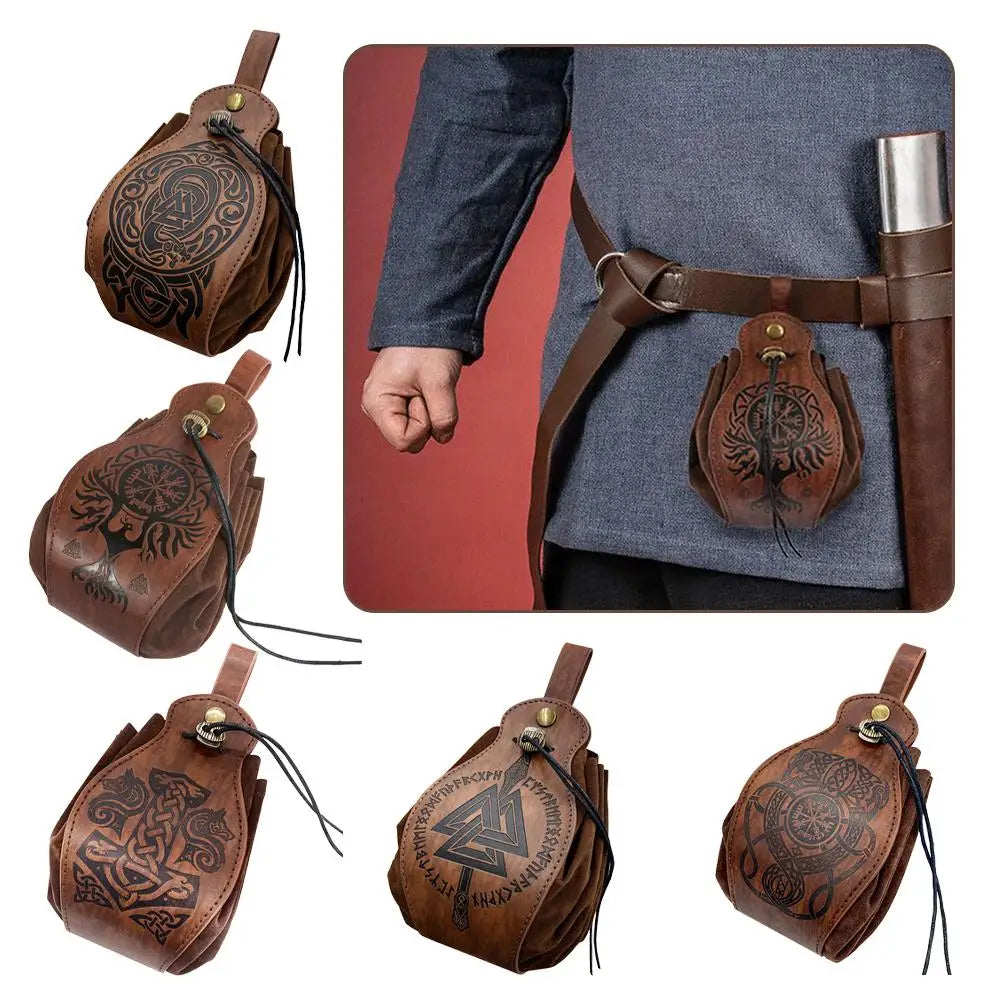 5 Celtic Designs PU Leather Dice Pouch with Tray Drawstring Storage Bag for D&D RPG Roleplaying Game Coin Purse Gift Ideas