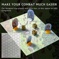 Acrylic Game Mat 1" Hex Grid Overlay Set of 2, 7"x8" Battle Map Board Clear & Durable - Great for Pathfinder and Other RPG Game-3