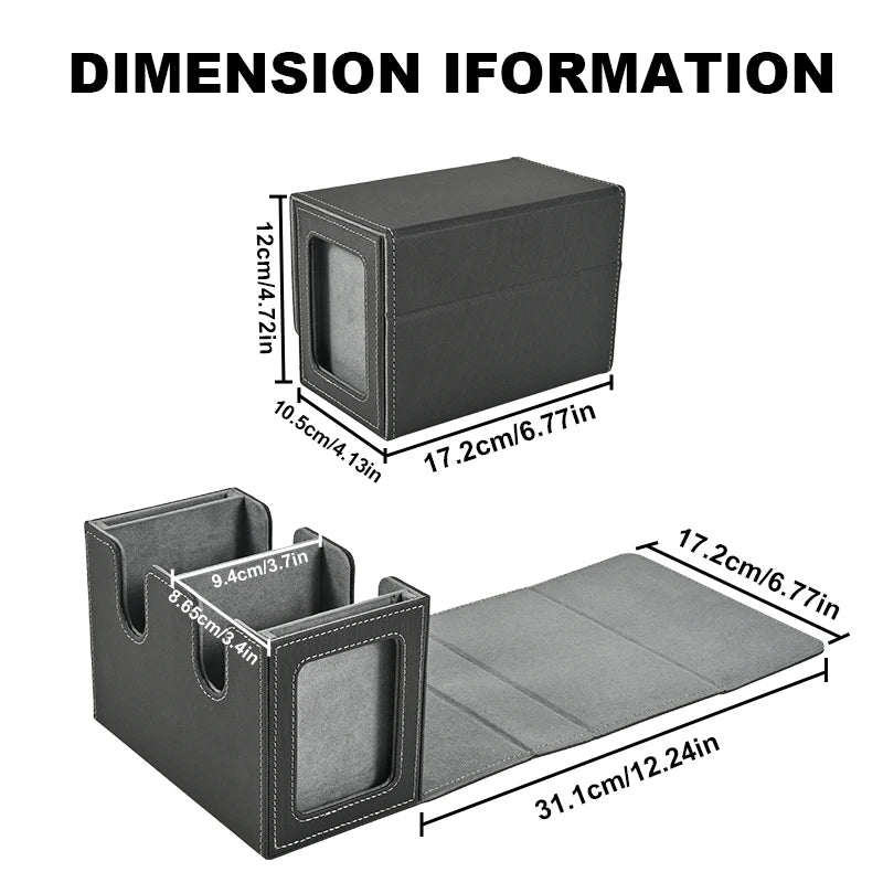 Card Deck Box with 2 Commander Display, Double Deck Box for 140+ Single Sleeved Cards, Fits for TCG CCG Magic Cards-4