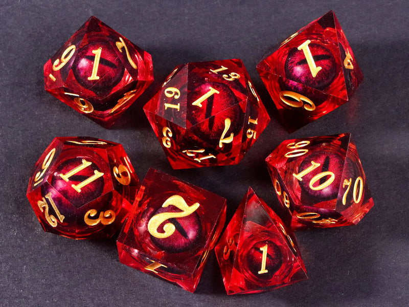 Dragon's eye resin dice,7PCS  Liquid Core Dice Set, Sharp Egde polyhedral d and d dice-16