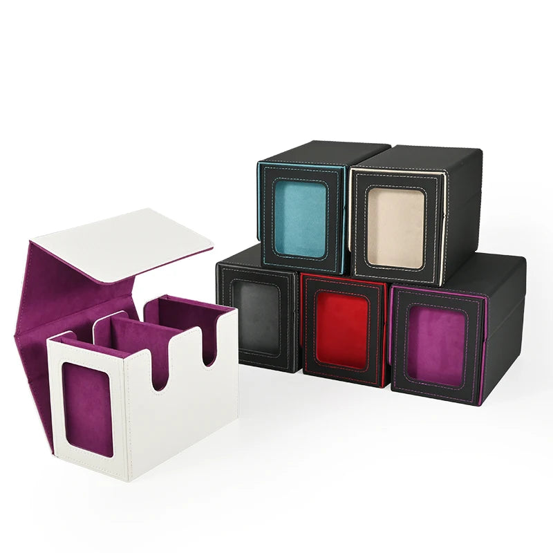 Card Deck Box with 2 Commander Display, Double Deck Box for 140+ Single Sleeved Cards, Fits for TCG CCG Magic Cards