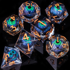 Dragon's eye resin dice,7PCS  Liquid Core Dice Set, Sharp Egde polyhedral d and d dice-1