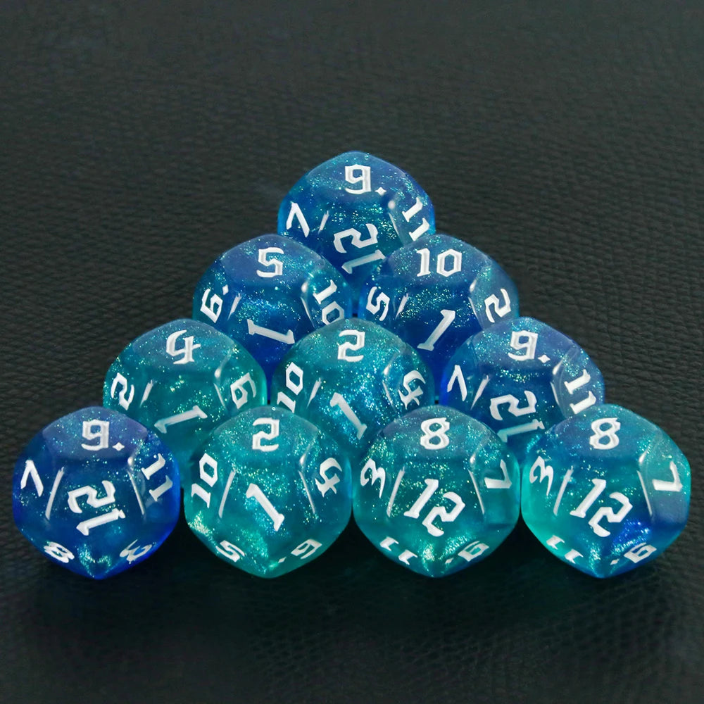 D12 Polyhedral Mixed Colours Dice 12 Sided Glitter Dice for DND Roleplay Game Math Teaching Playing Tabletop Games-16