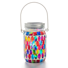 Solar Mosaic Lantern Hanging Mason Jar Glass Lights Outdoor Waterproof Table Lamp Decoration for Garden Patio Party Yard Balcony-13