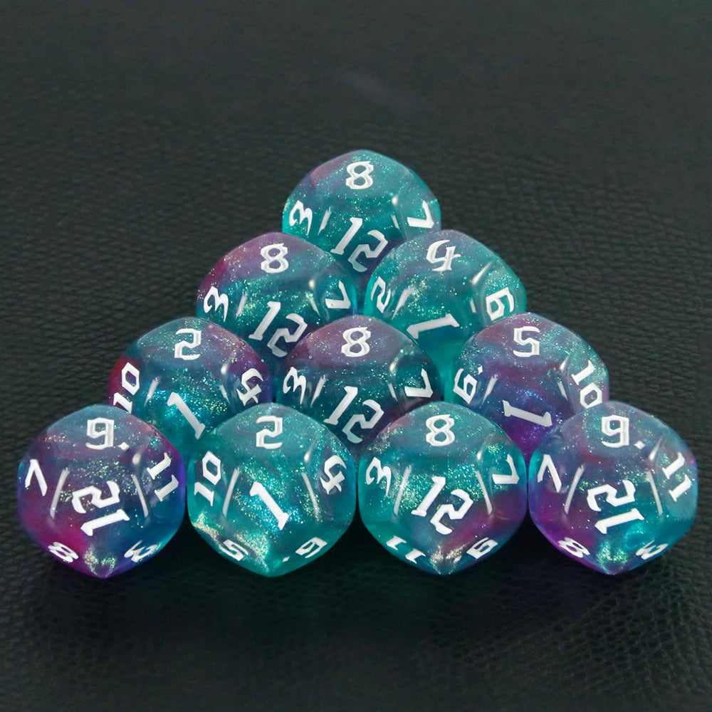 D12 Polyhedral Mixed Colours Dice 12 Sided Glitter Dice for DND Roleplay Game Math Teaching Playing Tabletop Games-13