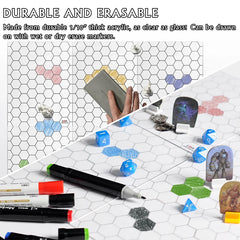 Acrylic Game Mat 1" Hex Grid Overlay Set of 2, 7"x8" Battle Map Board Clear & Durable - Great for Pathfinder and Other RPG Game-2