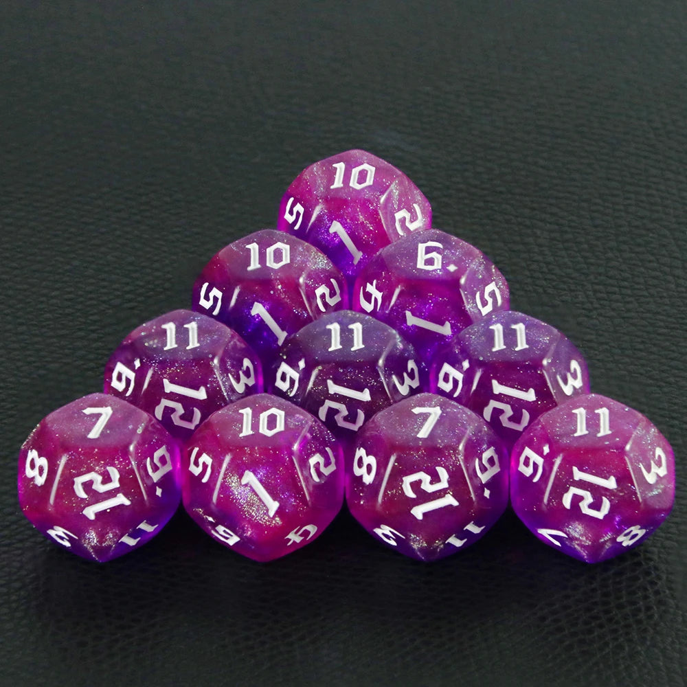 D12 Polyhedral Mixed Colours Dice 12 Sided Glitter Dice for DND Roleplay Game Math Teaching Playing Tabletop Games-14