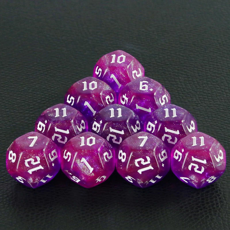 D12 Polyhedral Mixed Colours Dice 12 Sided Glitter Dice for DND Roleplay Game Math Teaching Playing Tabletop Games-14