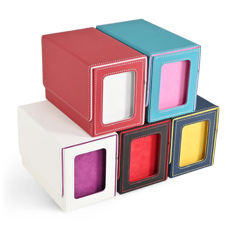 Card Deck Box with 2 Commander Display, Double Deck Box for 140+ Single Sleeved Cards, Fits for TCG CCG Magic Cards-3