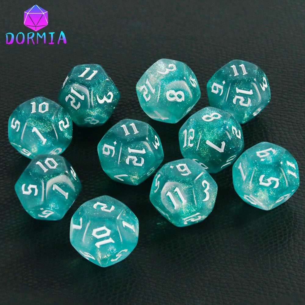 D12 Polyhedral Mixed Colours Dice 12 Sided Glitter Dice for DND Roleplay Game Math Teaching Playing Tabletop Games-20