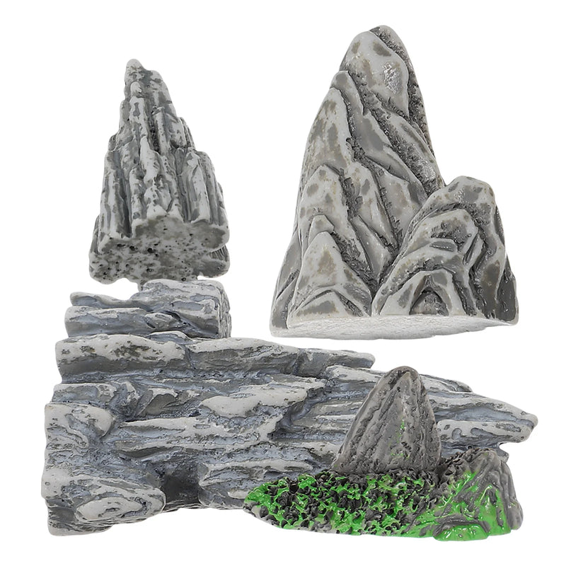 4Pcs Miniature Rockery Safe Material Simulation Rockery Garden Decoration Bonsai Flowerpot Fish Tank Ornament Landscape Mountain-4