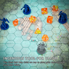 Acrylic Game Mat 1" Hex Grid Overlay Set of 2, 7"x8" Battle Map Board Clear & Durable - Great for Pathfinder and Other RPG Game-1