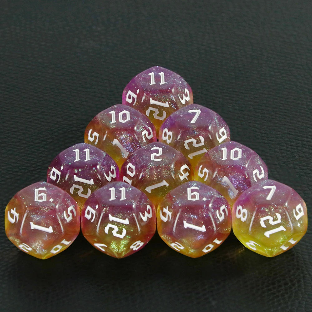D12 Polyhedral Mixed Colours Dice 12 Sided Glitter Dice for DND Roleplay Game Math Teaching Playing Tabletop Games-10