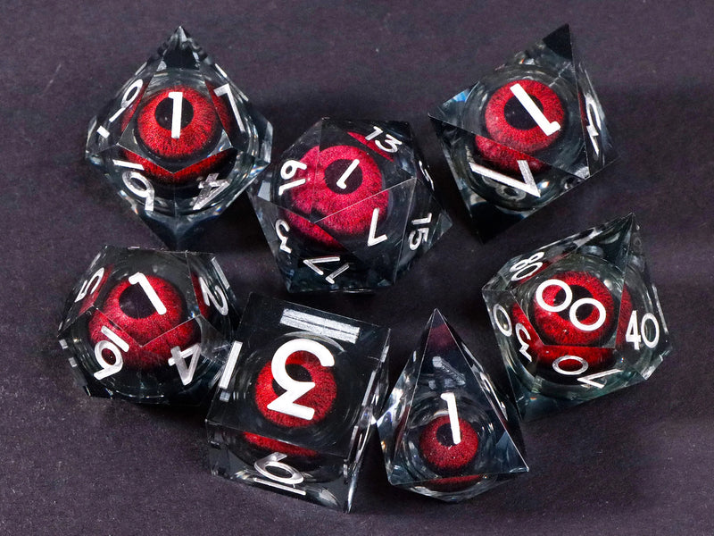 Dragon's eye resin dice,7PCS  Liquid Core Dice Set, Sharp Egde polyhedral d and d dice-17