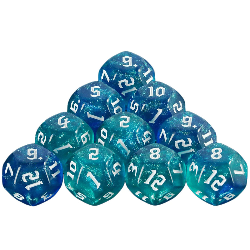 D12 Polyhedral Mixed Colours Dice 12 Sided Glitter Dice for DND Roleplay Game Math Teaching Playing Tabletop Games-5