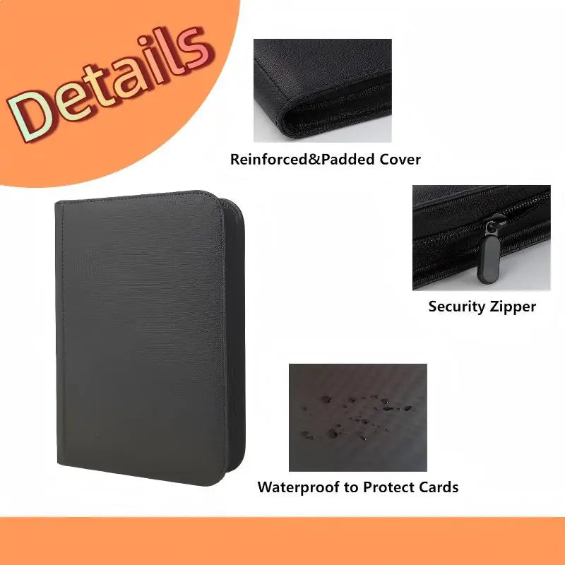 TCG/MTG Binder - 4 Pockets, ZIP UP 160 Side-Loading Pockets, Sports Cards, TCG-4
