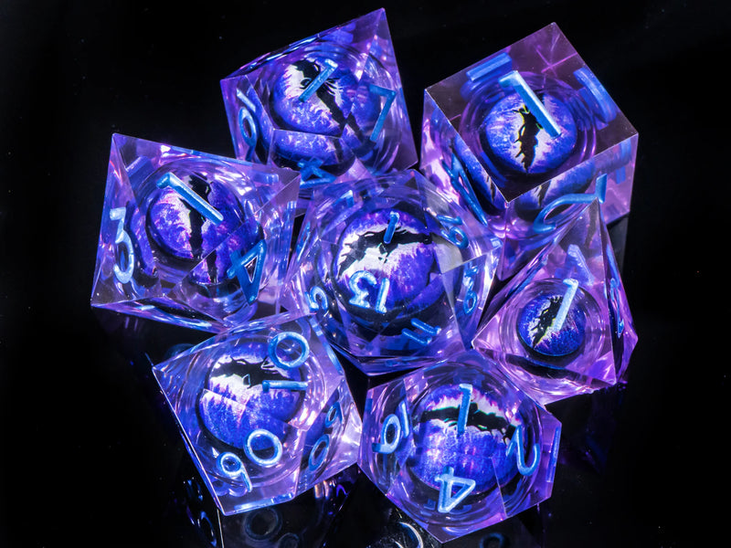 Dragon's eye resin dice,7PCS  Liquid Core Dice Set, Sharp Egde polyhedral d and d dice-8