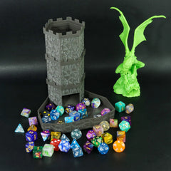 Dice Tower with Bricks Castle Pattern - Ideal for D&D Game RPG and Tabletop Gaming with Dice Rolling Tray-1