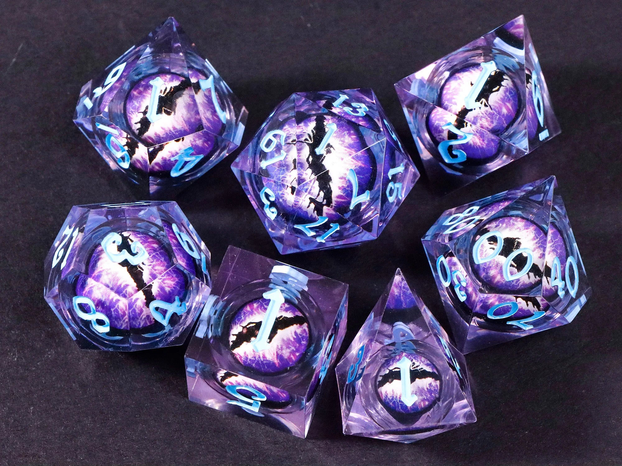 Dragon's eye resin dice,7PCS  Liquid Core Dice Set, Sharp Egde polyhedral d and d dice-15