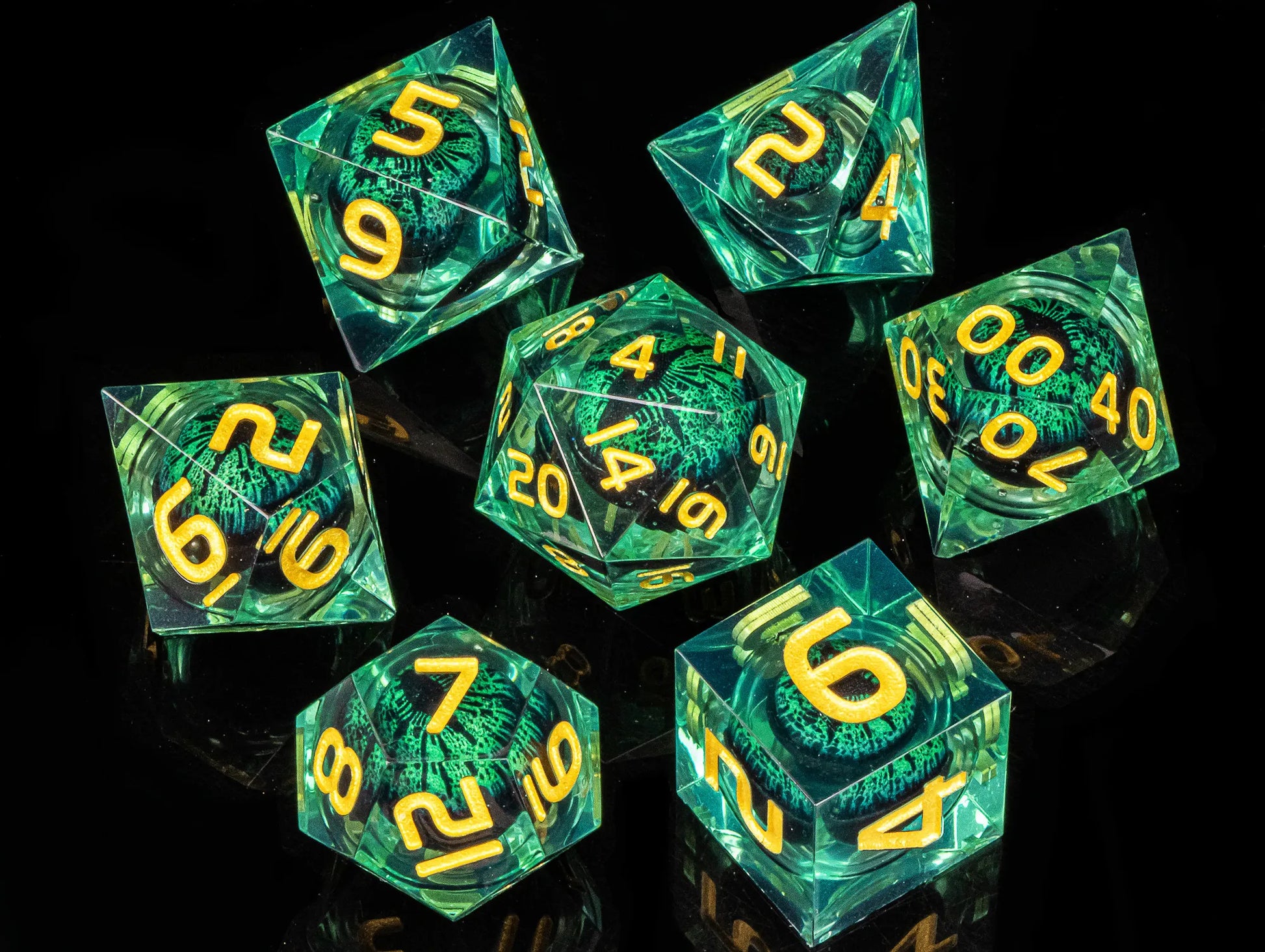 Dragon's eye resin dice,7PCS  Liquid Core Dice Set, Sharp Egde polyhedral d and d dice-10