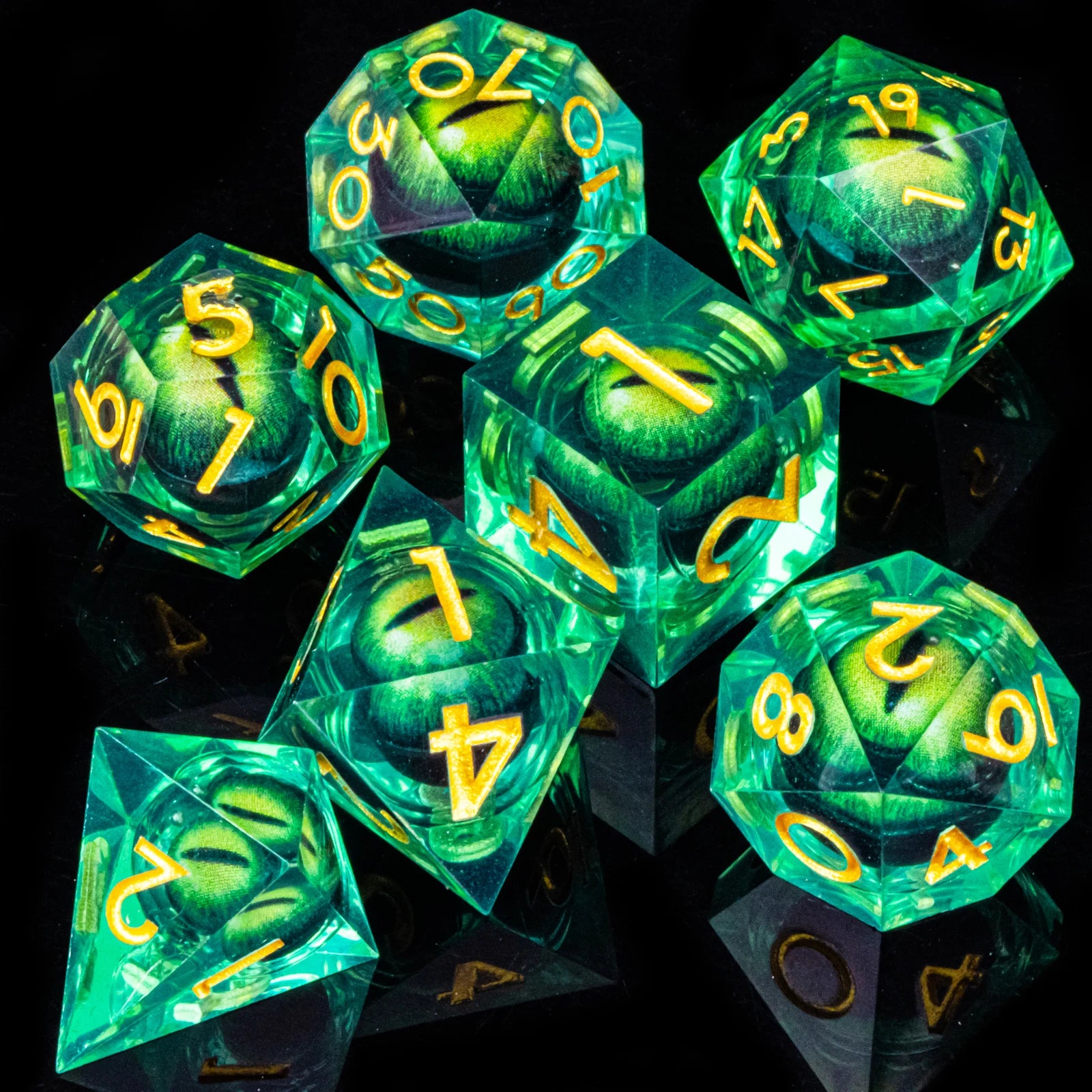 Dragon's eye resin dice,7PCS  Liquid Core Dice Set, Sharp Egde polyhedral d and d dice-18