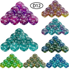 D12 Polyhedral Mixed Colours Dice 12 Sided Glitter Dice for DND Roleplay Game Math Teaching Playing Tabletop Games-1