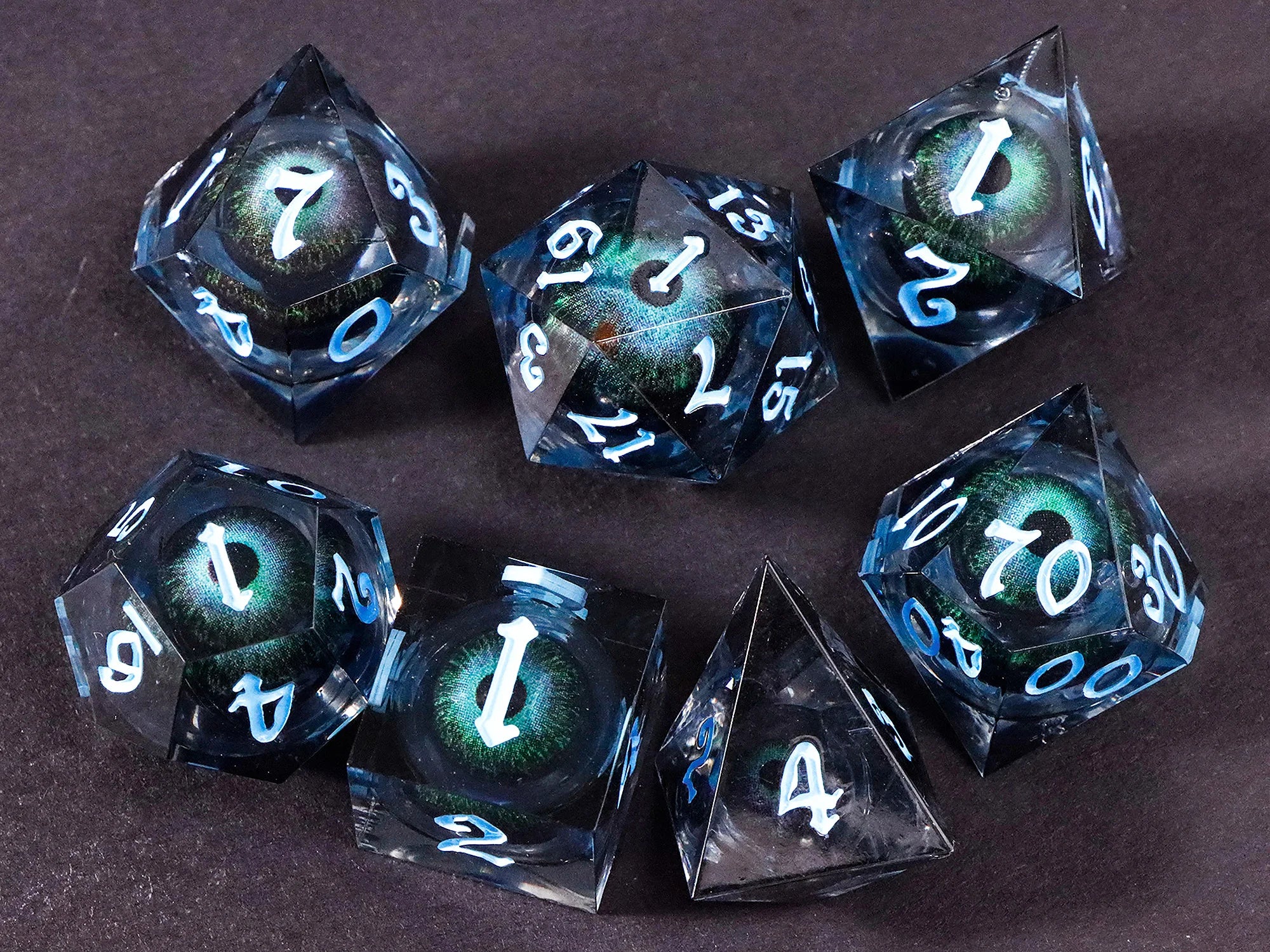 Dragon's eye resin dice,7PCS  Liquid Core Dice Set, Sharp Egde polyhedral d and d dice-19
