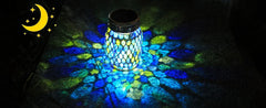 Solar Mosaic Lantern Hanging Mason Jar Glass Lights Outdoor Waterproof Table Lamp Decoration for Garden Patio Party Yard Balcony-7