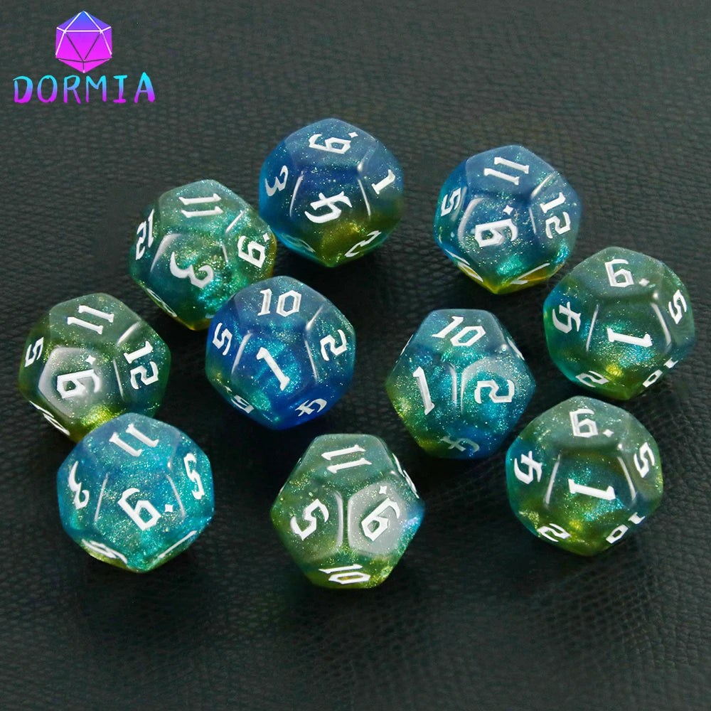 D12 Polyhedral Mixed Colours Dice 12 Sided Glitter Dice for DND Roleplay Game Math Teaching Playing Tabletop Games-24