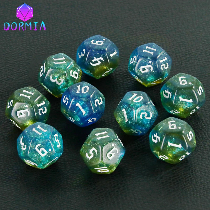 D12 Polyhedral Mixed Colours Dice 12 Sided Glitter Dice for DND Roleplay Game Math Teaching Playing Tabletop Games-24