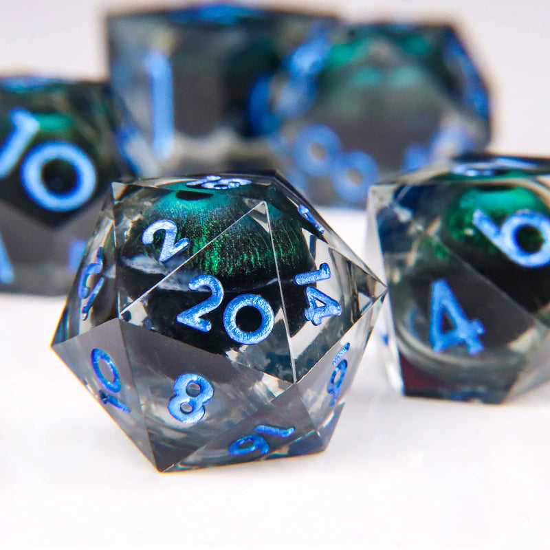 DND Dragon Eye Dice Liquid Core Dice Set Resin D&D/TCG-16