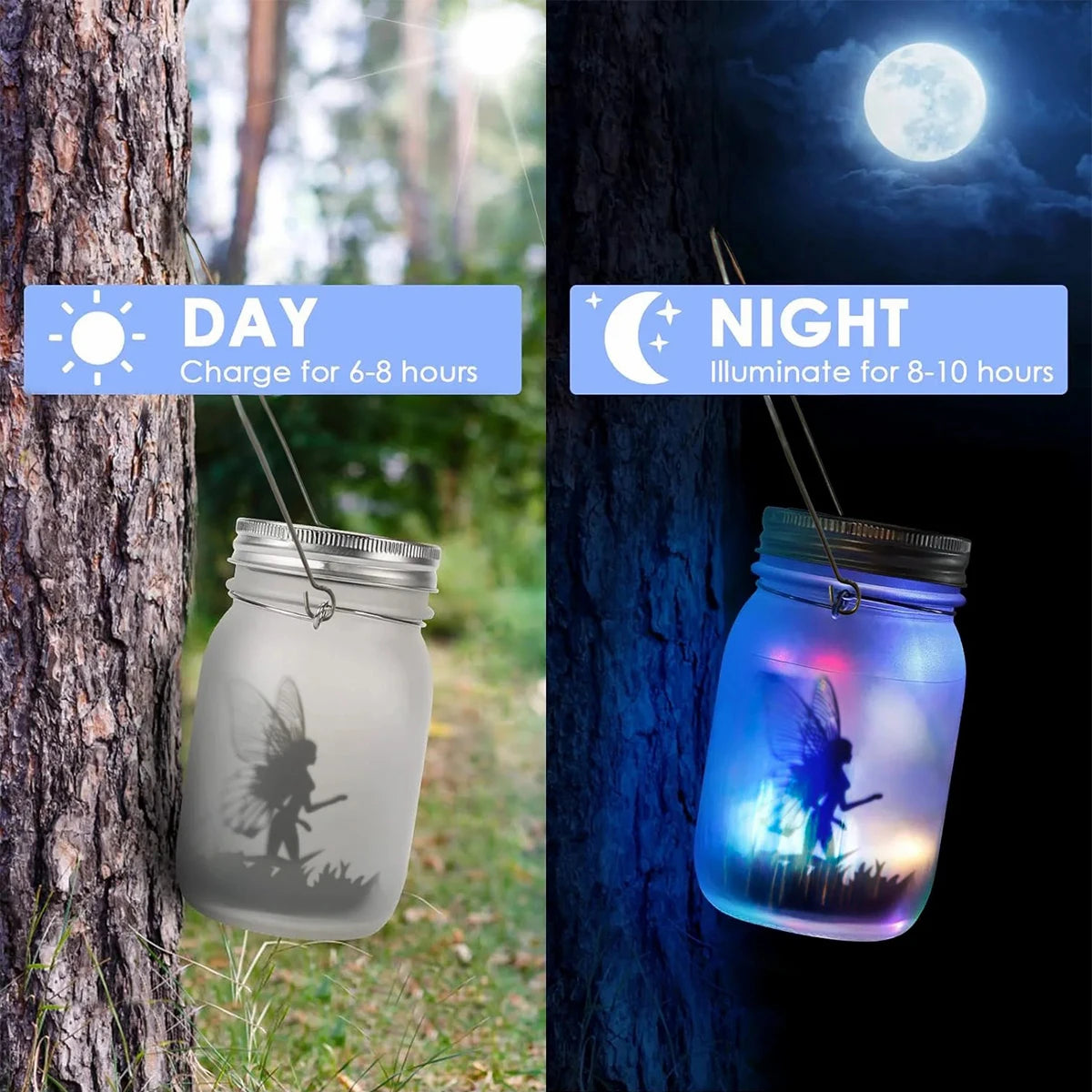 Solar Fairy Butterfly String Lights Garden Fairy Lanterns Gift for Birthday Outdoor Night Lights LED Waterproof Mason Jar Lights