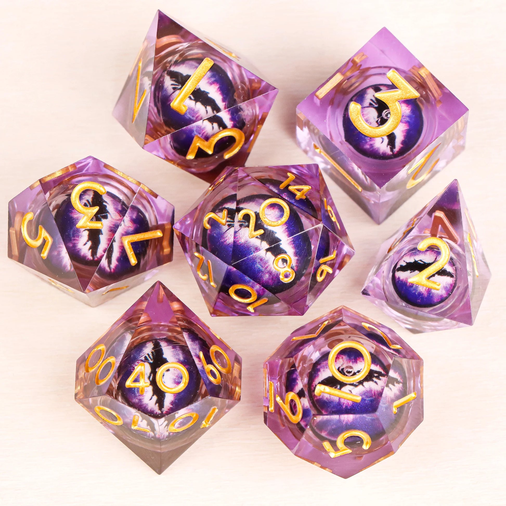 DND Dragon Eye Dice Liquid Core Dice Set Resin D&D/TCG-5