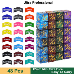 MTG Counter Dice Set Ability Keywords Creature Stats +1/+1 & -1/-1 Tokens 12mm For Wargaming 40k, MTG, Pokémon TCG, D&D-2