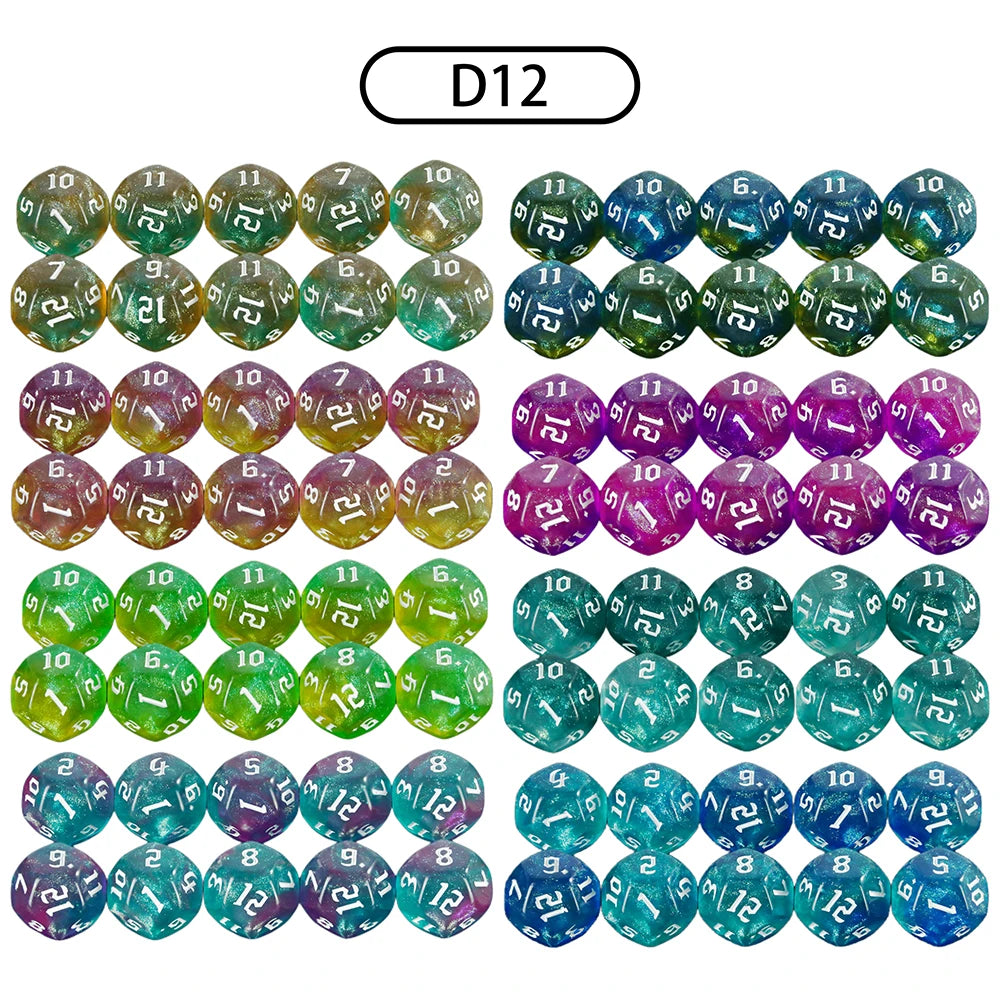 D12 Polyhedral Mixed Colours Dice 12 Sided Glitter Dice for DND Roleplay Game Math Teaching Playing Tabletop Games-7