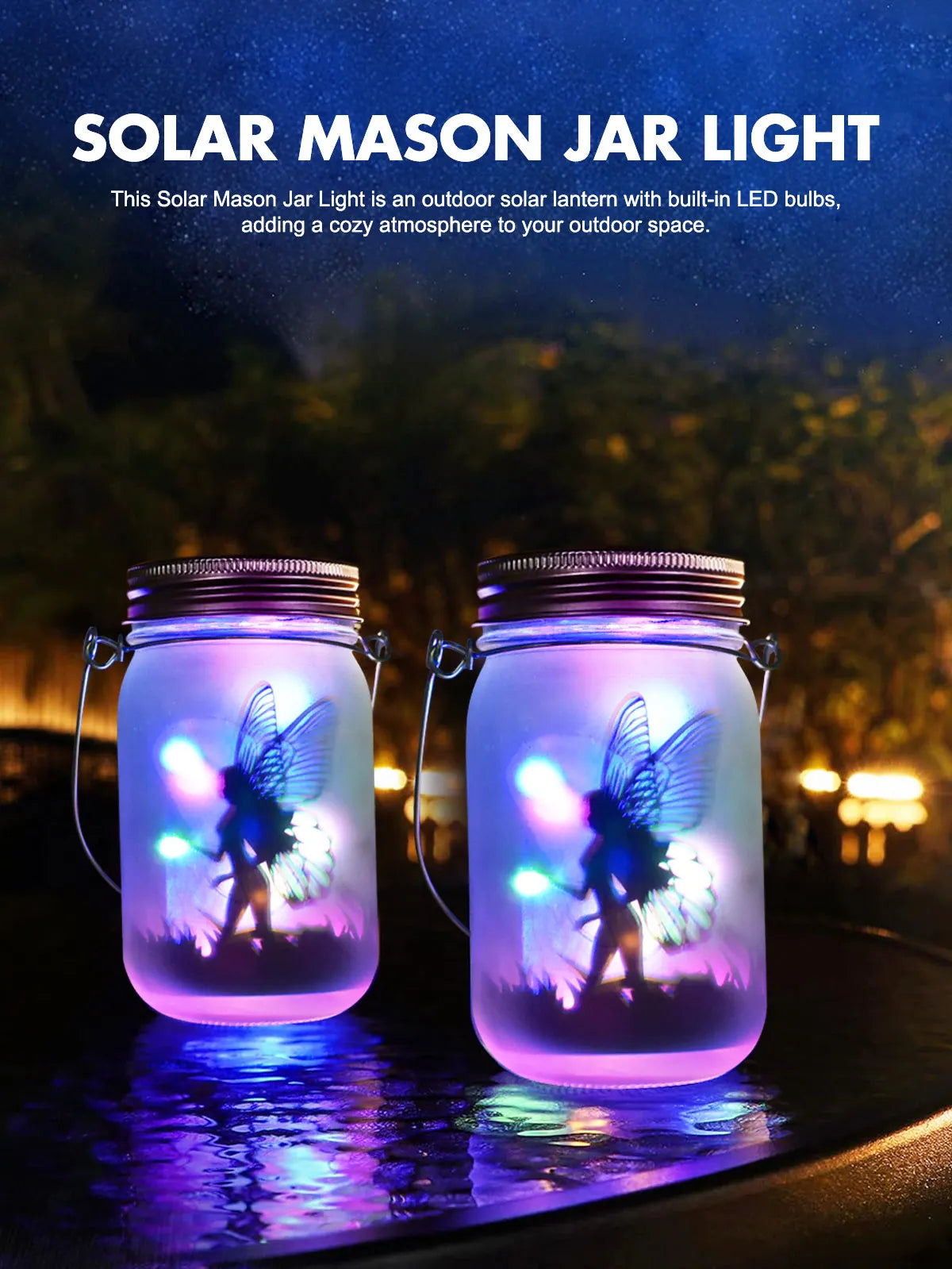 Solar Fairy Butterfly String Lights Garden Fairy Lanterns Gift for Birthday Outdoor Night Lights LED Waterproof Mason Jar Lights-7