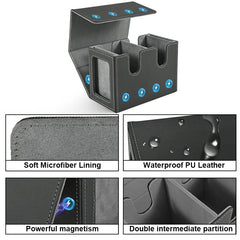 Card Deck Box with 2 Commander Display, Double Deck Box for 140+ Single Sleeved Cards, Fits for TCG CCG Magic Cards-5